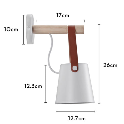 Nordic Wooden Wall Lights Bedside Lamp Modern Wall Sconce for Bedroom Reading White Lampshade Steering Head E27 Home Lighting