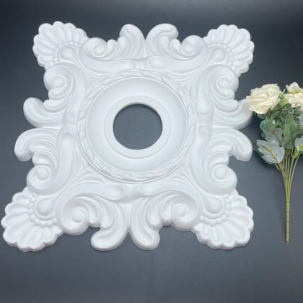 White PU Lamp Plate Imitation Plaster Polyurethane Material Round Plate Lamp Holder European Style Chandelier Base Foam Plastic