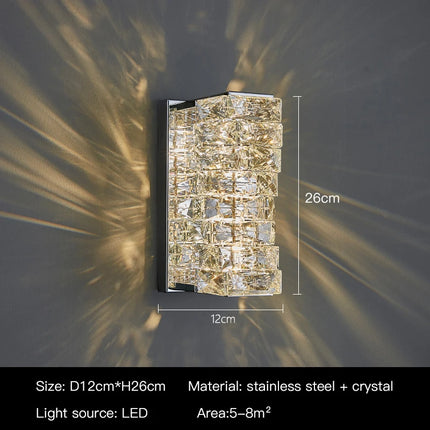 Modern Luxury Wall Lamp Crystal LED Wall Light Bright Wall Sconce for Living Room Background Aisle Bedside Hotel Deco Lighting