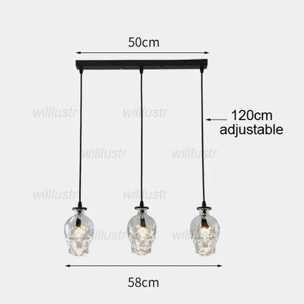 Creative Clear Glass Skull Pendant Lamp Retro Suspension Light Wall Sconce Hotel Cafe Bar Loft Hanging Ceiling Chandelier