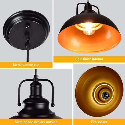 1-Light Dimmable LED Black Irregular Indoor Pendant Lights