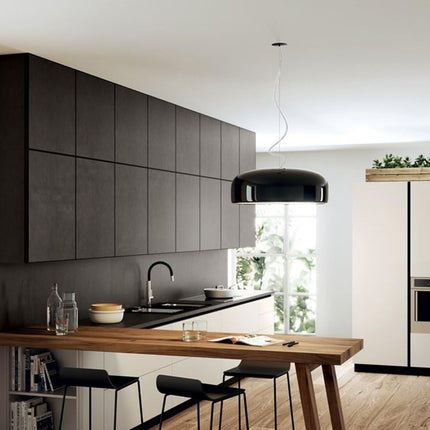 Modern Bowl Pendant Light Fixture for Dinner Room Bedroom Living Room W19 XH6.3 Black
