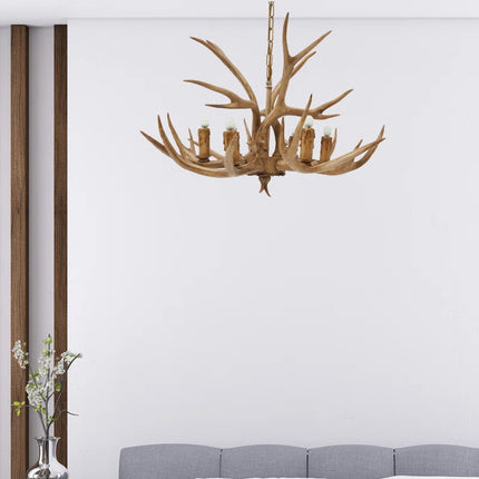 Escher Retro Antler Resin Chandelier Countryside Pendant Light