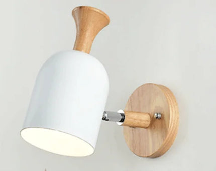 Nordic Design Led Indoor Wall Lamp Metal Lampshade Wood Bedside Corridor Vanity Light Luminaire Wall Sconce Home Deco Room Lamps