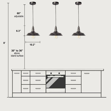 Farmhouse 1-Light Rust Black Barn Pendant Light with Metal Shade Cottage Foyer Island Pendant Lantern, LED Compatible