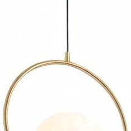 Mid Century Modern 1-Light Globe Pendant Light Large Brushed Gold Hanging Light Minimalist round Pendant Lighting White Glass Globe Ball Pendant Light Kitchen Island Lighting