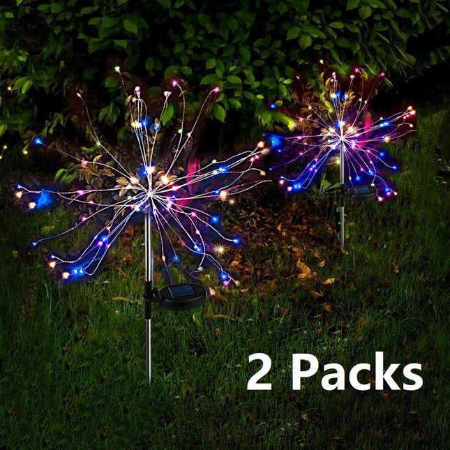 2 PCS Solar Firework Lights 150 LED Multicolor Solar Decorative Lights