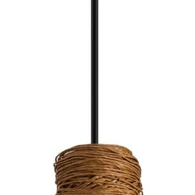 Woven Pendant Lighting, Modern Boho Brown Mini Pendant Lighting Fixture for Kitchen Dining Room Bedroom