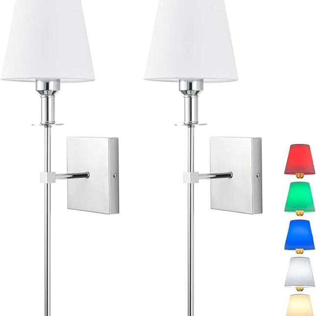 Battery Operated Sconce with Remote Dimmable 12 colors Light Bulb Wall Light for Living Room Bedroom Bathroom Hallway