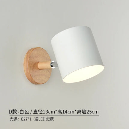 Nordic Design Led Indoor Wall Lamp Metal Lampshade Wood Bedside Corridor Vanity Light Luminaire Wall Sconce Home Deco Room Lamps