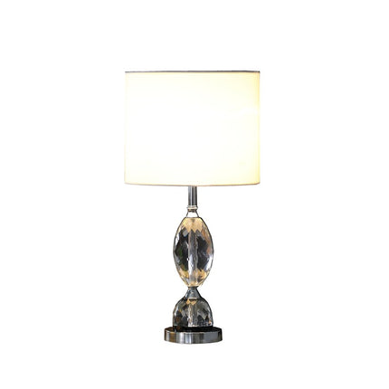 24" Silver Crystal Standard Table Lamp With White Shade