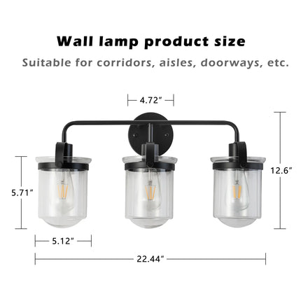 ,Modern ll Sconce with Clear Glass Shade,Industrial Indoor Light, [No Bulb],for flanking mirrors and ‎entryway,Bathroom, Bedroom