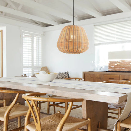 16.5" Architectural Natural Woven Pendant Light, Adjustable Cord