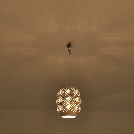 Hanging Lights with Plug in Cord, Boho Plug in Pendant Light 16 FT Cord, White Crysta Hanging Pendant Light Dimmable for Bedroom,Living Room,Dining Room,Corner