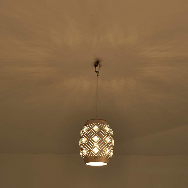 Hanging Lights with Plug in Cord, Boho Plug in Pendant Light 16 FT Cord, White Crysta Hanging Pendant Light Dimmable for Bedroom,Living Room,Dining Room,Corner