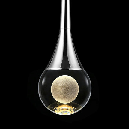 1-Light Pendant Lights Kitchen Island, 8W 3 Color Temperature Dimmable LED Pendant Light Fixtures, Silver Hanging Crystal Teardrop Pendant Lights for Bathroom, Bedroom
