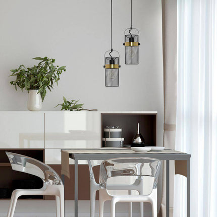 Hodge 5.25 In. 1-Bulb Black Metal Pendant Light with Black Mesh Drum Shade