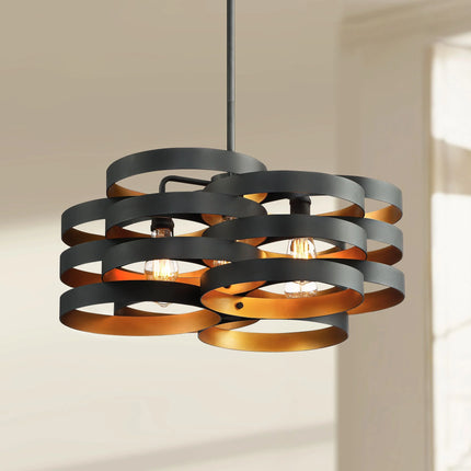 Zia Black Gold Chandelier 25 1/2" Wide Modern 6-Light Fixture for Dining Room House Foyer Kitchen Island Entryway Bedroom Home