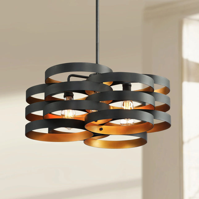 Zia Black Gold Chandelier 25 1/2" Wide Modern 6-Light Fixture for Dining Room House Foyer Kitchen Island Entryway Bedroom Home