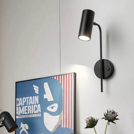 Nordic Bedroom Bedside LED Reading Wall Lamp with Switch Adjustable Wall Lights Fixture for Hotel Living Room Kitchen Wall Decor