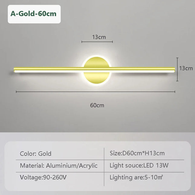 Modern LED Mirror Front Lights 40/60cm Bathroom Lighting Bedroom Dresser Home Decor Lights Black Gold Led Wall Light Fixtures
