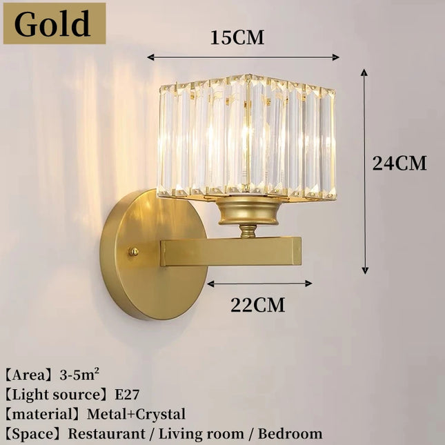 Nordic Simple LED Wall Lamp Modern Luxury Crystal Sconce Living Room Bedside Restaurant Interior Decoration Creative Wall Light