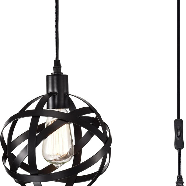 Plug in Pendant Light Fixtures Small Orb Chandelier 1 Light Black Chandeliers for Dining Room