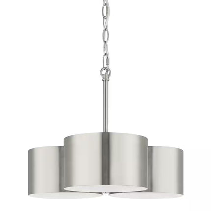3LT/3 Shade Pendant Brushed Nickel, White Inside