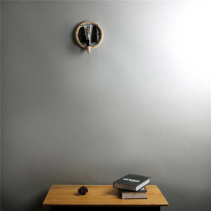 American Country Hemp Rope Wall Lamps Retro Light Wall Sconce Beside Living Loft Lighting Stairs Vanity Light Indoor Wall Lights