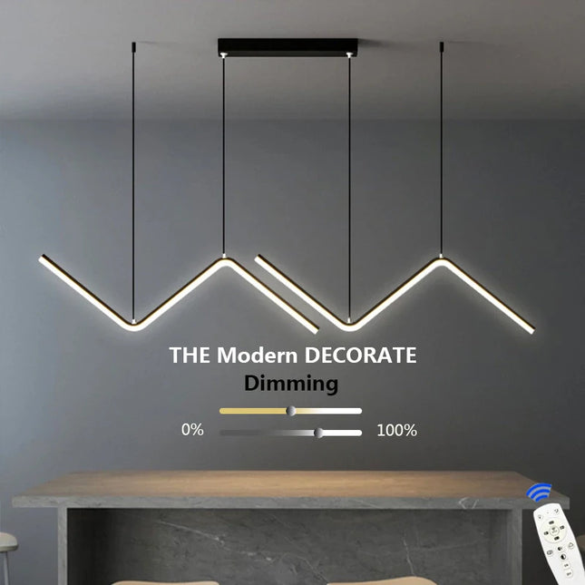 Modern LED Pendant Light Gold/Black Long Line Pendant Light for Restaurant Study Kitchen Office Coffee Home Decoration Luxury