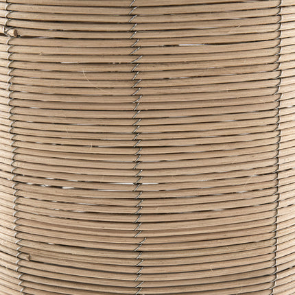 27" Natural Rattan Table Lamp With White Drum Shade