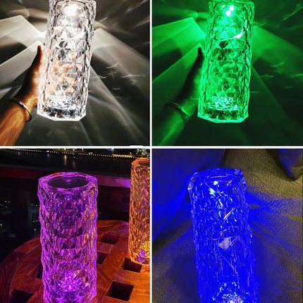Rose Light And Shadow Projector LED Night Light Diamond Crystal Atmosphere Lamp USB Touch Control Bedside Decor Night Light