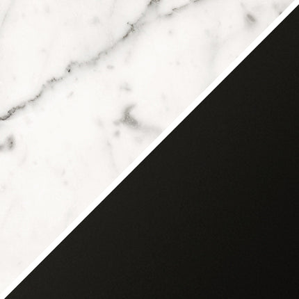 24" Black and White Marble and Metal Cylinder Table Lamp With White