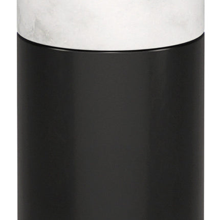 24" Black and White Marble and Metal Cylinder Table Lamp With White