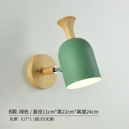 Nordic Design Led Indoor Wall Lamp Metal Lampshade Wood Bedside Corridor Vanity Light Luminaire Wall Sconce Home Deco Room Lamps