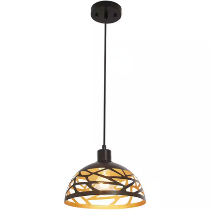 Nalu 60-Watt 1-Light Kukui Bronze Tropical Pendant Light with Metal Shade and No Bulbs Included
