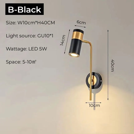 Nordic Bedroom Bedside LED Reading Wall Lamp with Switch Adjustable Wall Lights Fixture for Hotel Living Room Kitchen Wall Decor