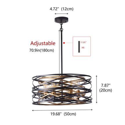 Ameal 6-Light 19.68 Inch Oversize Unique Design Adjustable Pendant Light