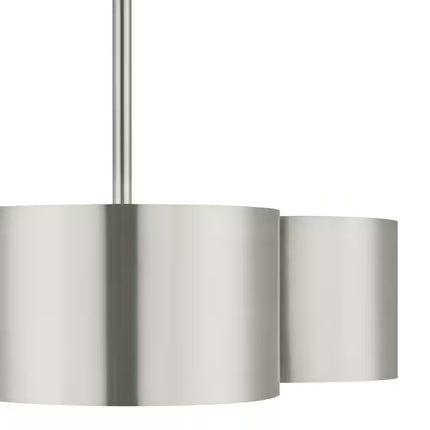 3LT/3 Shade Pendant Brushed Nickel, White Inside