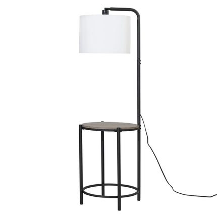 54-Inch Mid-Century Style Floor Lamp, with Faux Wood Finished Table