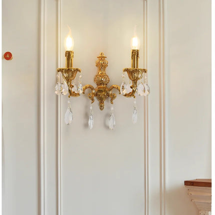 French Copper Wall Lamp Living Room Copper Wall Sconces Candle Bedroom Bedside Lighting French Villa Luxury Classic Brass Lights