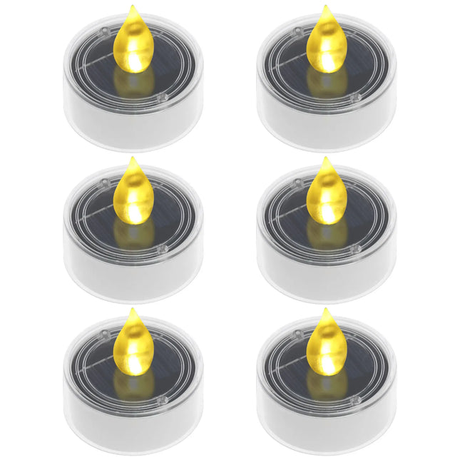 6Pcs Solar Candle Light LED Tea Light Outdoor Waterproof Flameless Flickering Garden Party Lighting Indoor Decor Mood Lighting