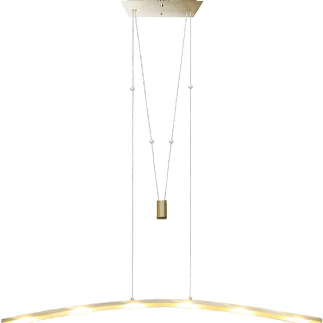 Adjustable Height Led Pendant Light with Pulley System 27W Warm Lamp for Dining Reading Room Kitchen Island, Brushed Aluminum.