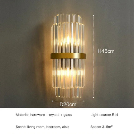 LED Luxury Crystal Wall Lamps For Living Room Hall Foyer Hotel Indoor Home Art Decor Wall Sconces Gold Bedside Lights Wall Light