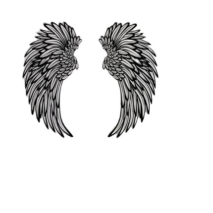 Carved Metal Wall Decor Art With Light Angel Wings Decoration
