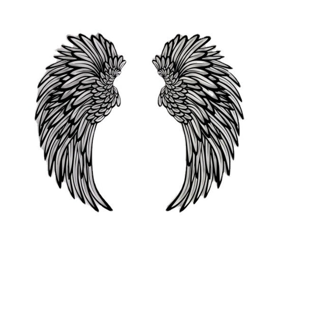 Carved Metal Wall Decor Art With Light Angel Wings Decoration