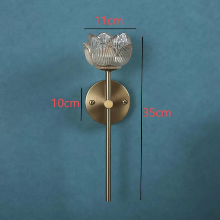Nordic Luxury Crystal Lotus Wall Lamp Bedroom Bedside Led Indoor Background Light Modern Decor Corridor Lighting Aisel Sconce