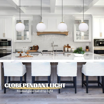 6-Inch Mini Modern Globe Pendant Light Opal Glass with Brass Finish Contemporary