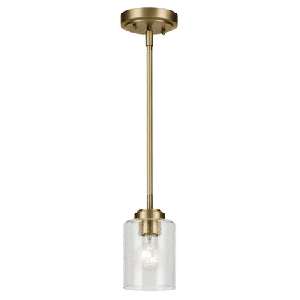 44032Nbr- Lighting-Winslow - 1 Light Mini Pendant - 7 Inches Tall by 4.25 Inches Wide-Natural Brass Finish
