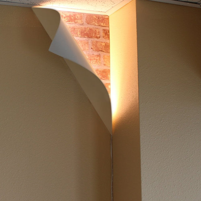 18"H Big Reveal LED Corner Light White Curved Metal